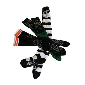 Halloween themed socks bundle. 2 pair knee high 1 pair thigh high.